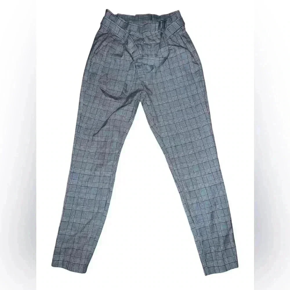Vero moda plaid pants with belt size s/32 Straight Preppy Light Office Siren